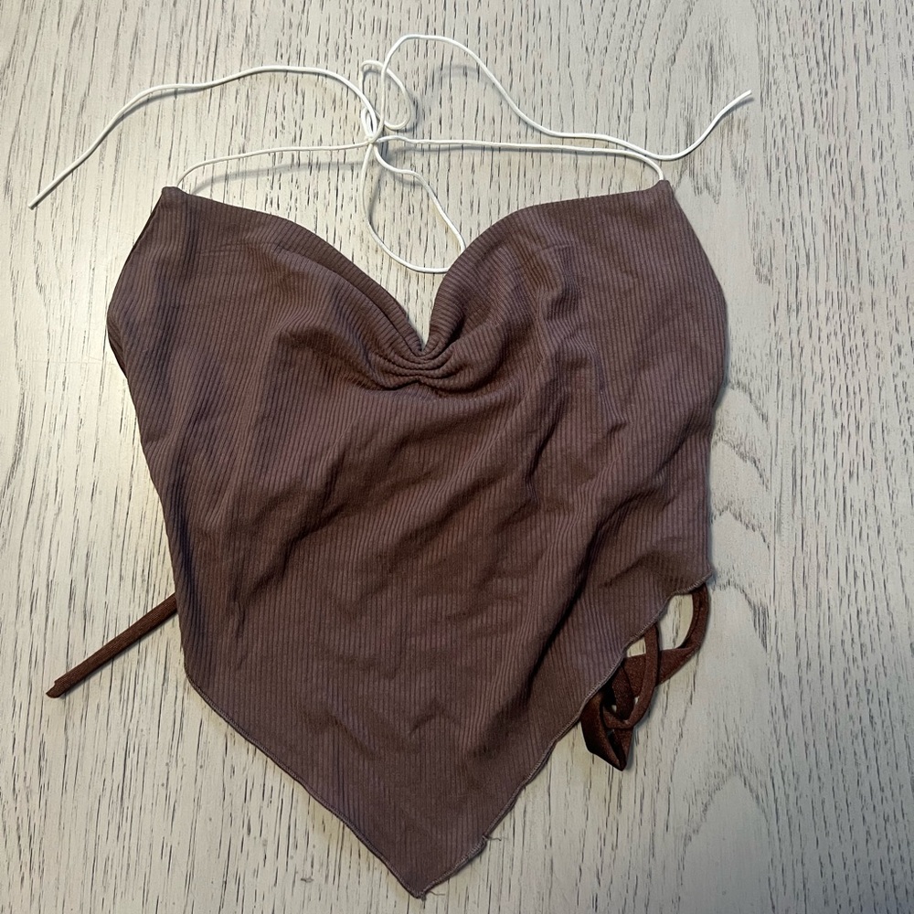 White Fox Boutique Brown Crop Top